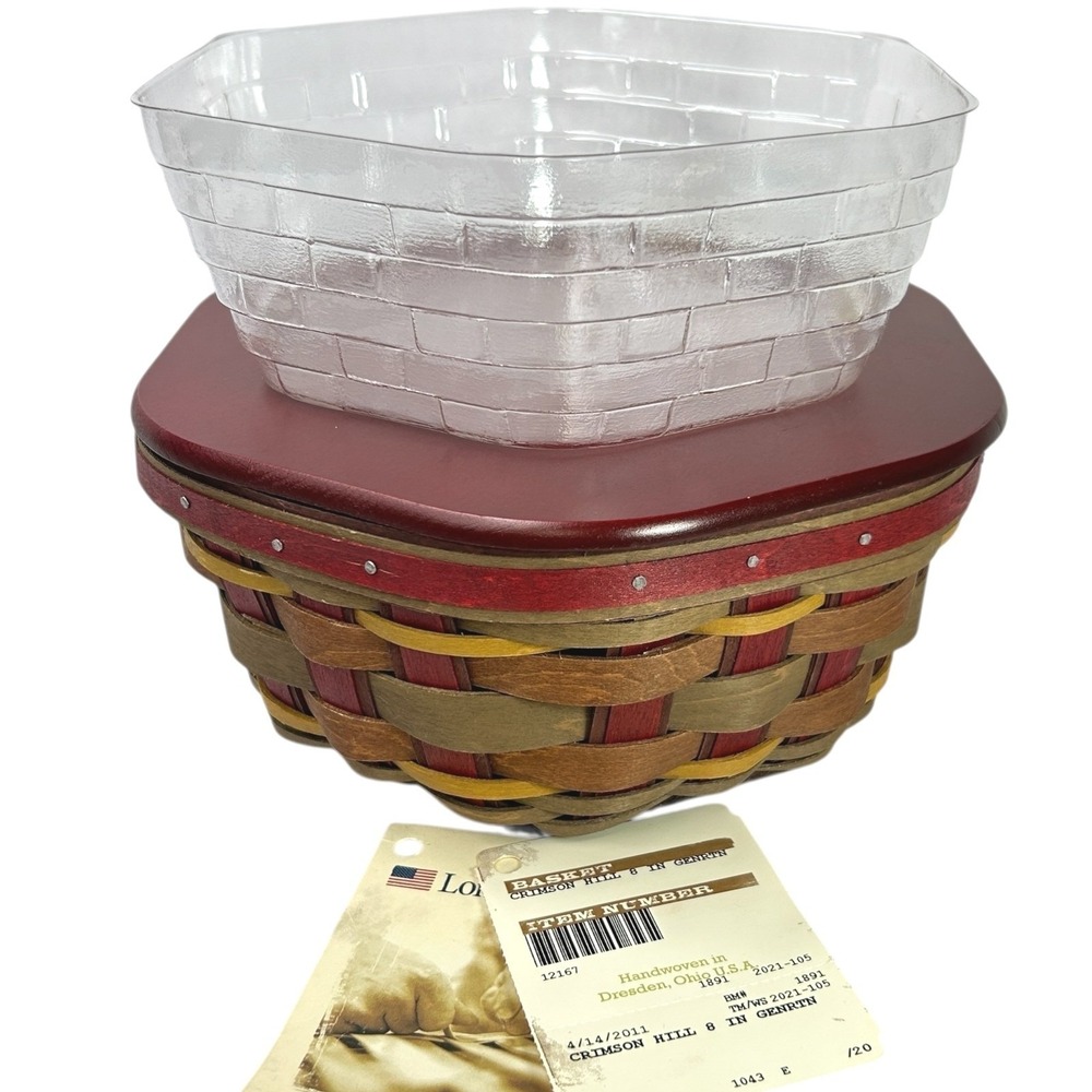 Longaberger CRIMSON HILL 8" GENERATIONS‎ Basket with Lid Protector & Tags